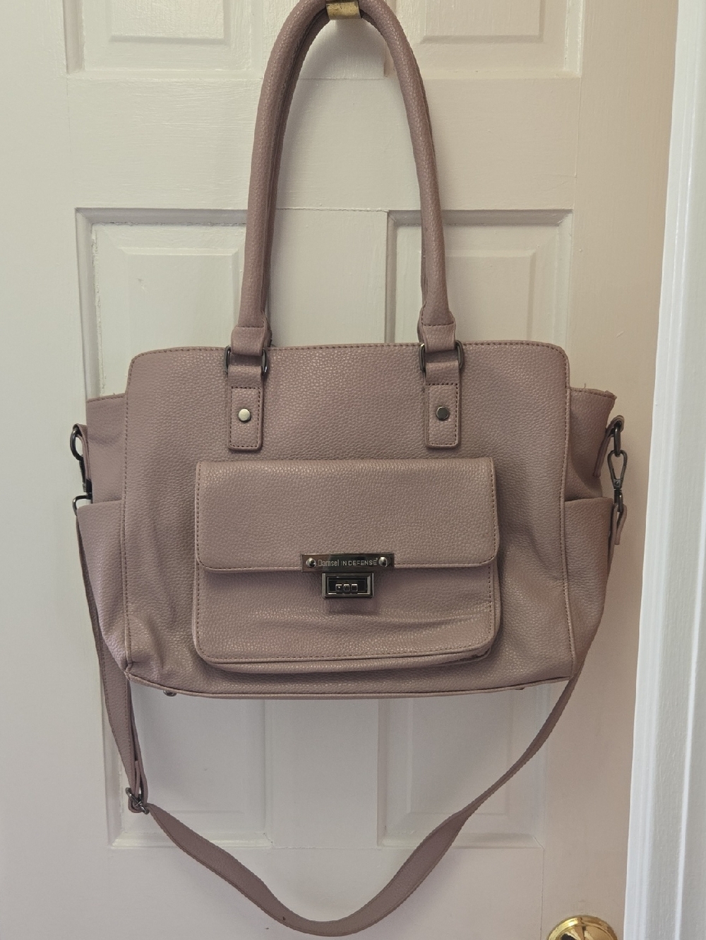 Damsel In Defence Lavender Leather Tote Bag